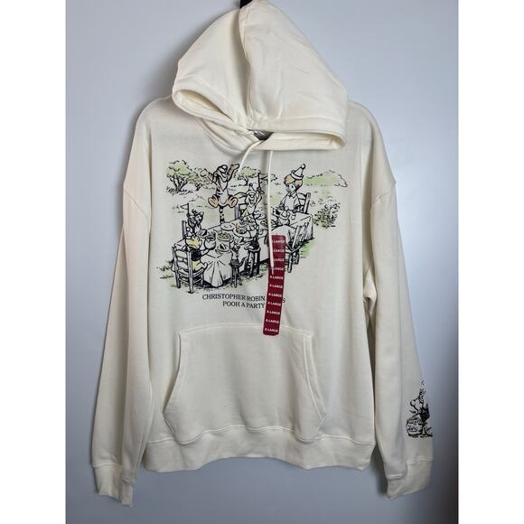 Disney Tops - Disney Winnie the Pooh Christopher Robin Bday Party Sweatshirt Hoodie Ivory XL